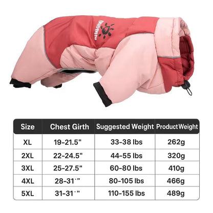 Green Pink Blue Purple Warm Large Dog Jacket