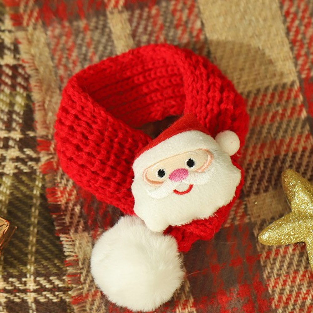 Christmas Hand-Knitted Pet Collar High-Quality Yarn Cat Dog Accessory