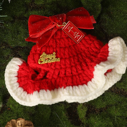 Christmas Hand-Knitted Pet Collar High-Quality Yarn Cat Dog Accessory
