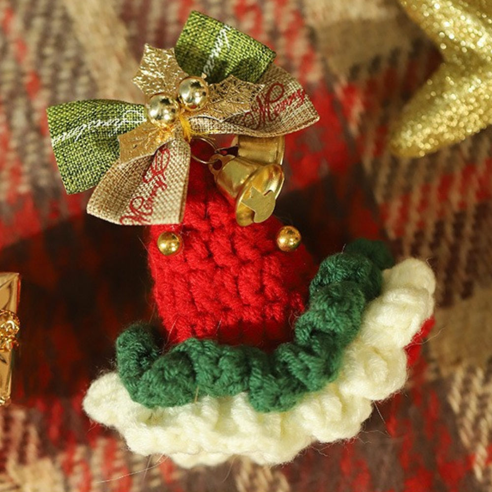 Christmas Hand-Knitted Pet Collar High-Quality Yarn Cat Dog Accessory