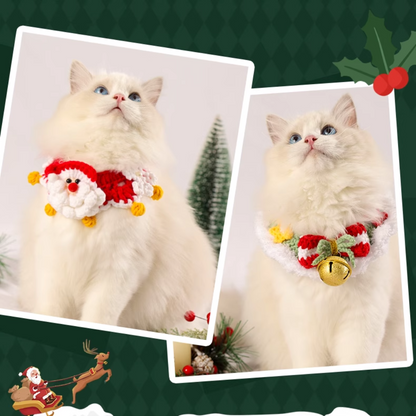 Christmas Hand-Knitted Pet Collar High-Quality Yarn Cat Dog Accessory