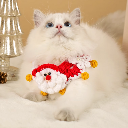 Christmas Hand-Knitted Pet Collar High-Quality Yarn Cat Dog Accessory