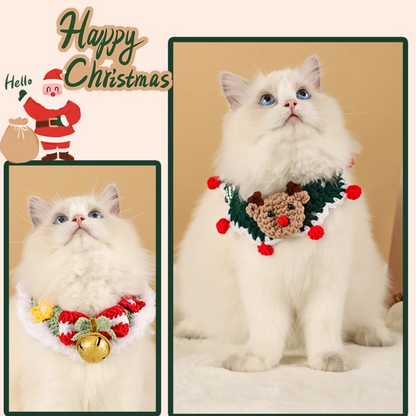 Christmas Hand-Knitted Pet Collar High-Quality Yarn Cat Dog Accessory