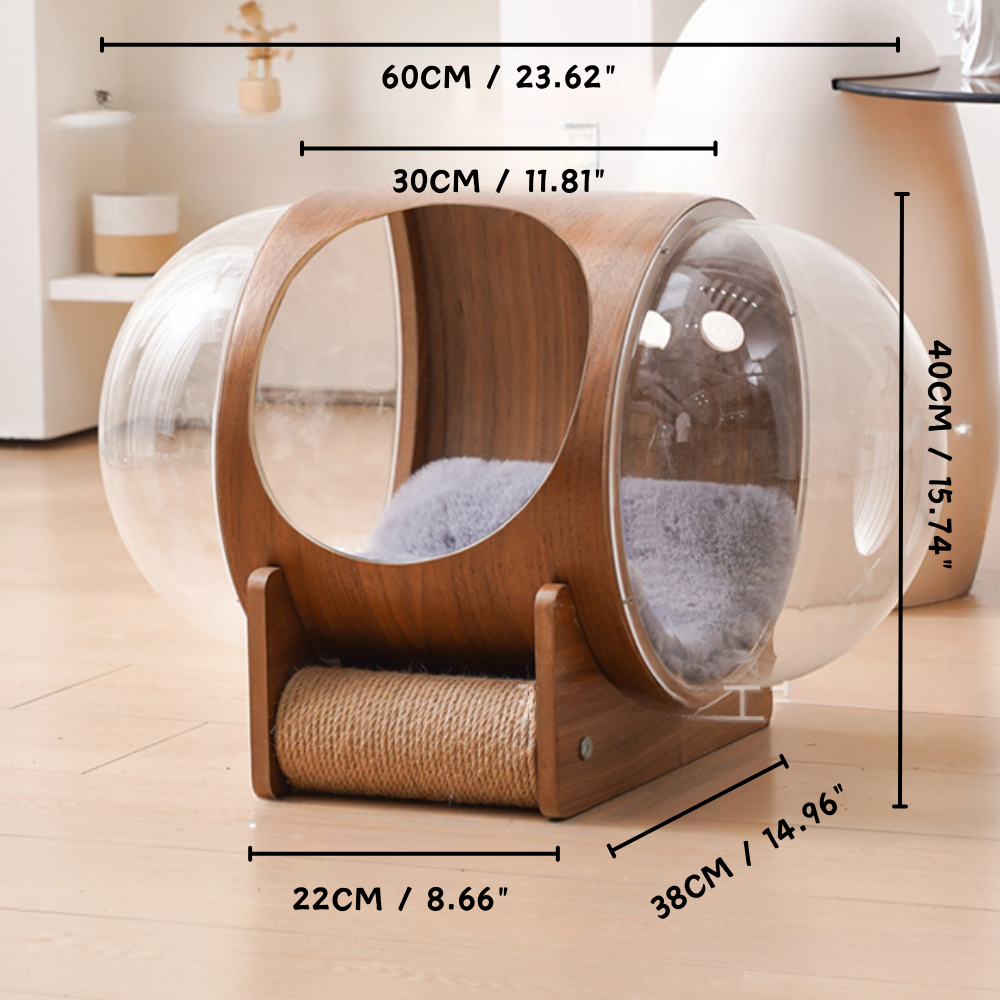 Natural Wood Cat Scratcher & Cozy Cat Bed
