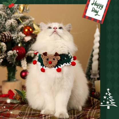 Christmas Hand-Knitted Pet Collar High-Quality Yarn Cat Dog Accessory