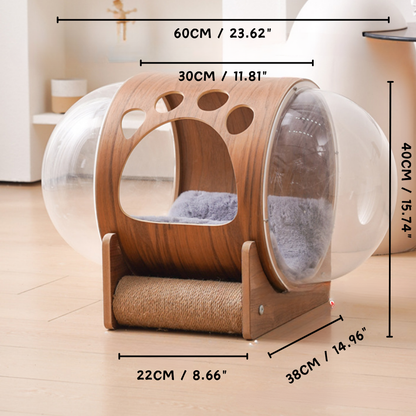 Natural Wood Cat Scratcher & Cozy Cat Bed
