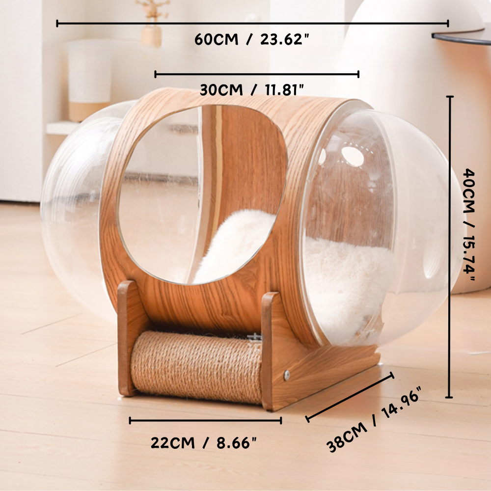 Natural Wood Cat Scratcher & Cozy Cat Bed