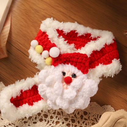 Christmas Hand-Knitted Pet Collar High-Quality Yarn Cat Dog Accessory