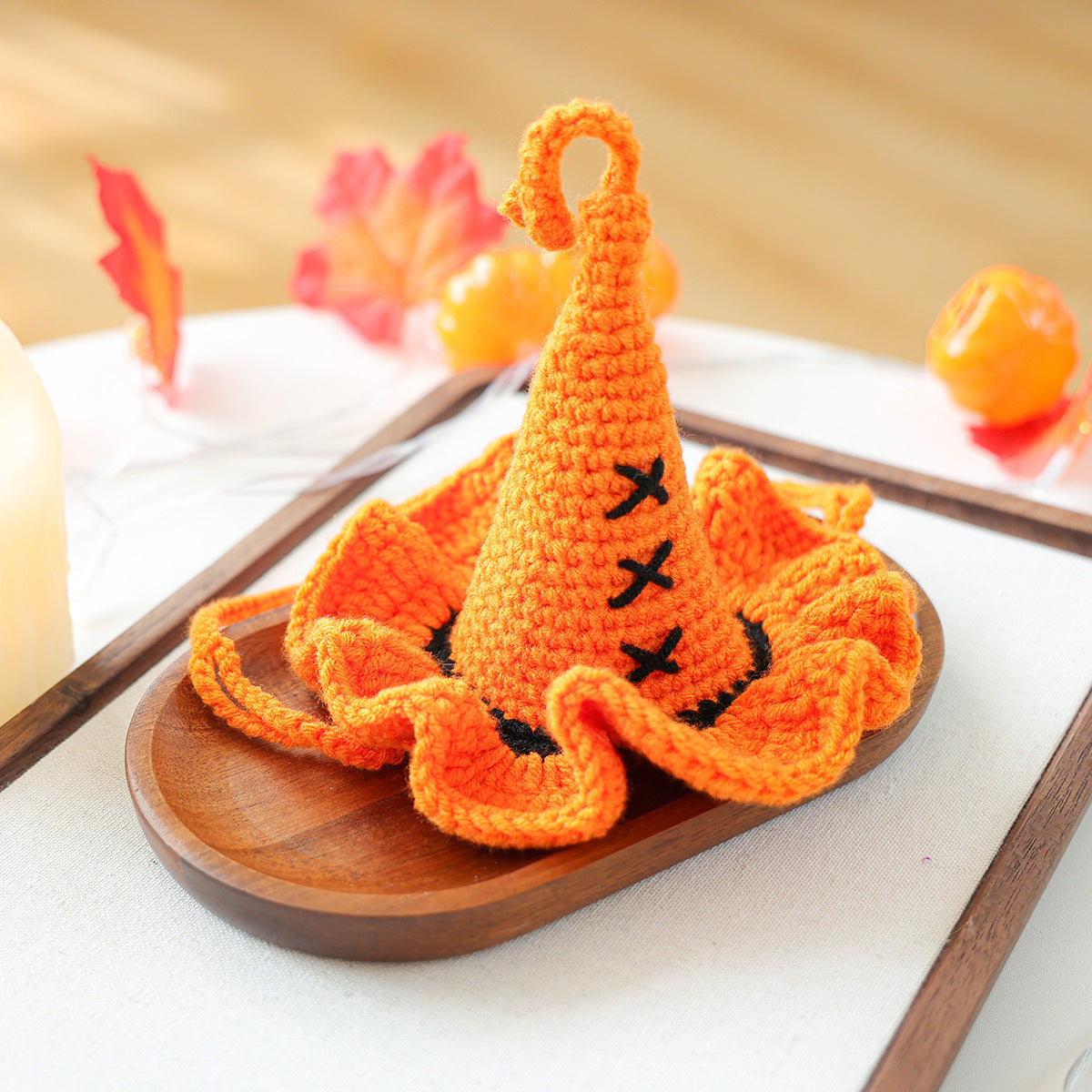 Halloween Hand-Knitted Pumpkin Hat Pet Costume Dogs & Cats Accessory