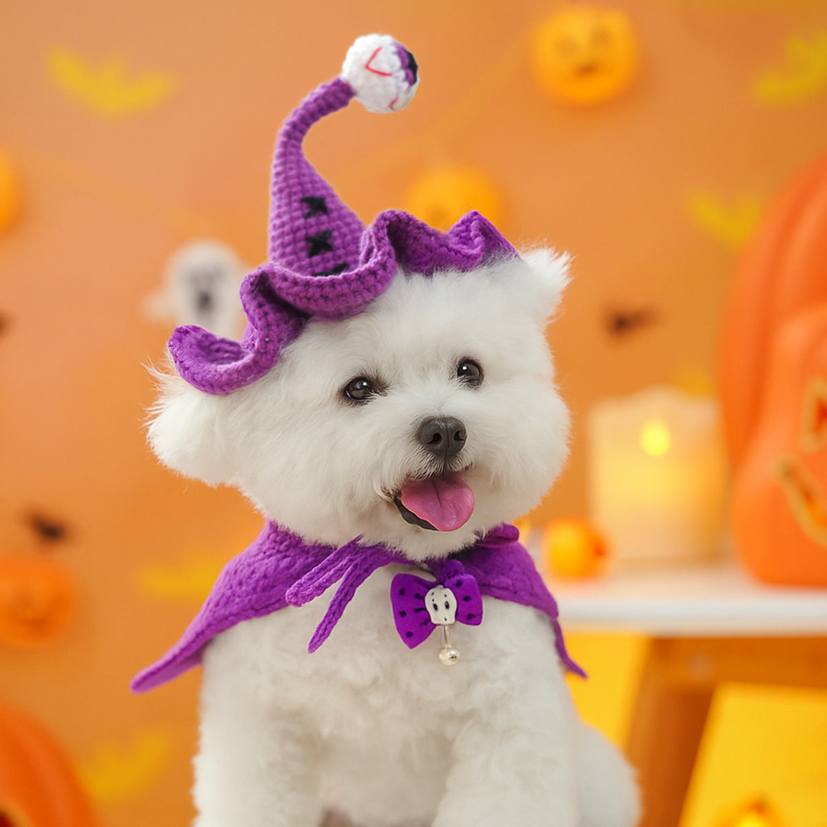Halloween Hand-Knitted Pumpkin Hat Pet Costume Dogs & Cats Accessory
