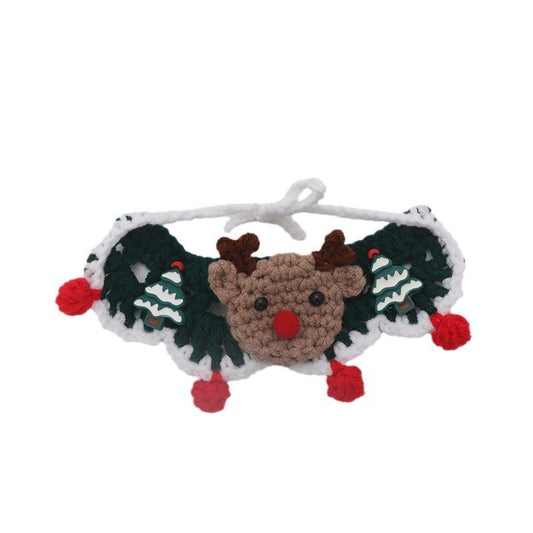 Christmas Hand-Knitted Pet Collar High-Quality Yarn Cat Dog Accessory