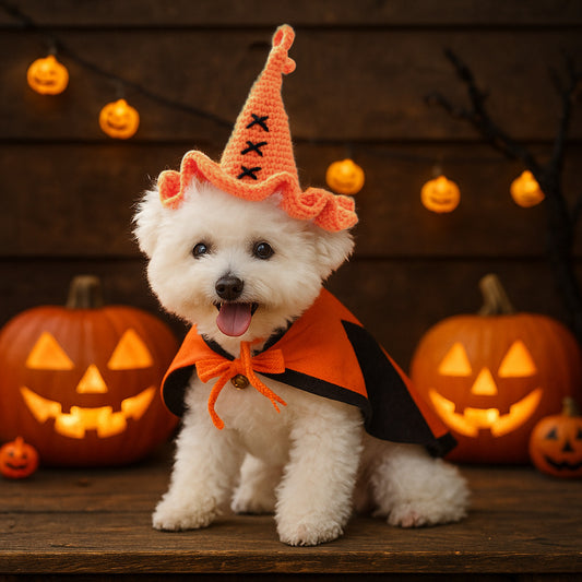 Halloween Hand-Knitted Pumpkin Hat Pet Costume Dogs & Cats Accessory