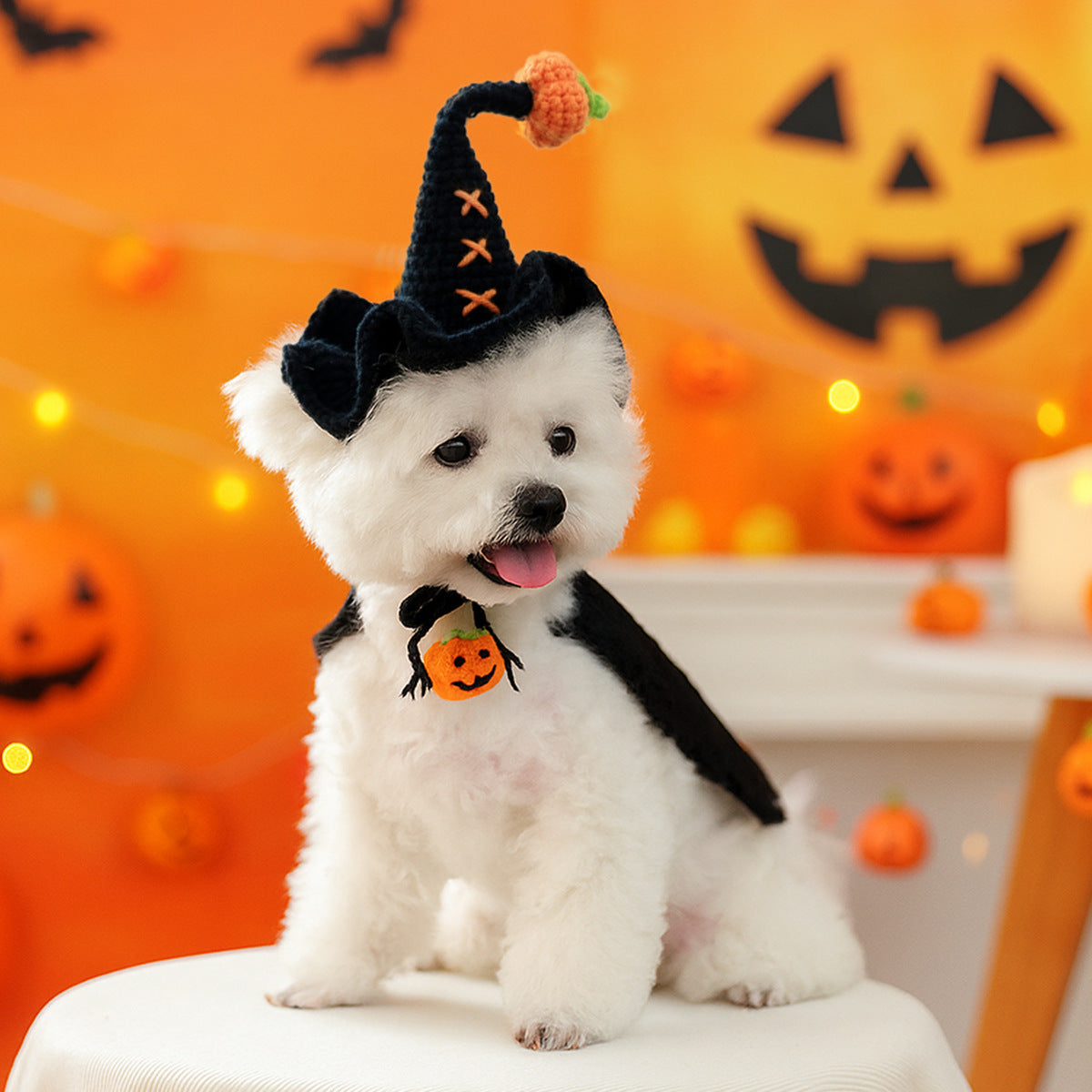 Halloween Hand-Knitted Pumpkin Hat Pet Costume Dogs & Cats Accessory