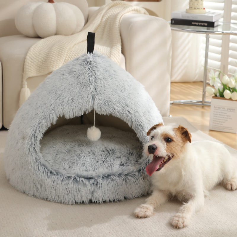 Winter Warm Plush Soft Removable Cushion Cat Bed