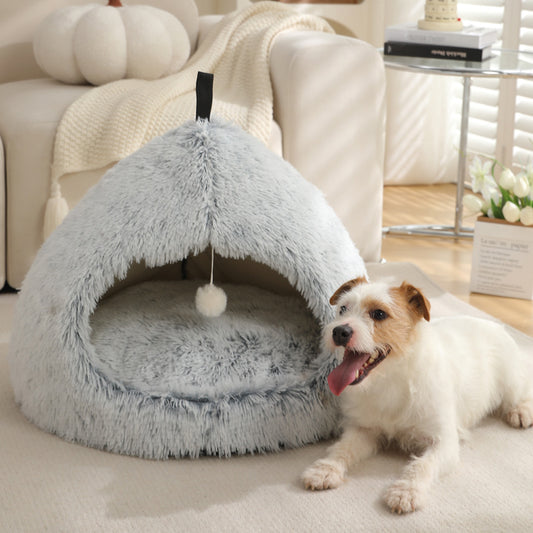 Winter Warm Plush Soft Removable Cushion Cat Bed