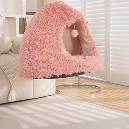Winter Warm Plush Soft Removable Cushion Cat Bed
